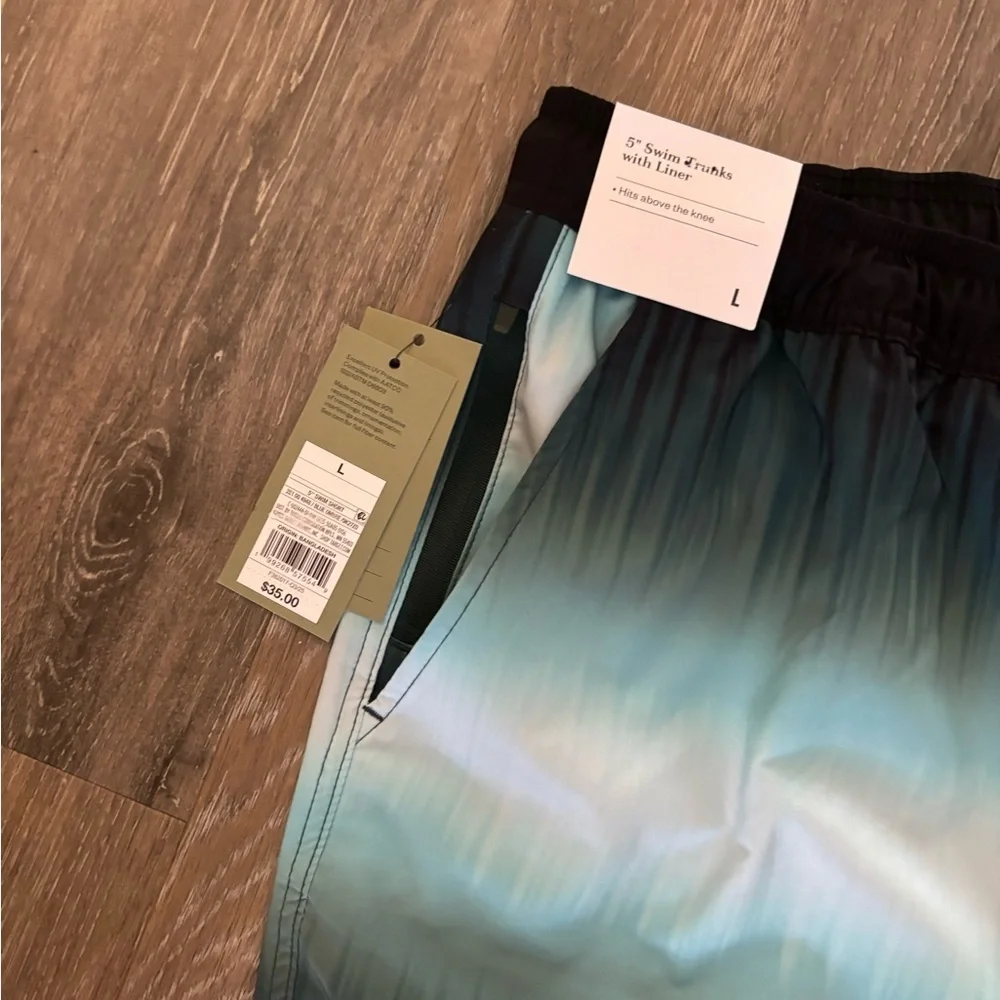 Men's Goodfellow & Co Teal Swim Trunks with Drawstring Waist Sz L NWT
